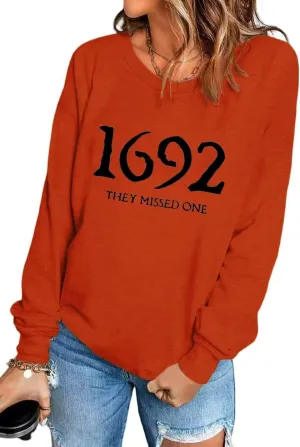 VKEGNIO 1692 They Missed One Halloween Sweatshirt For Women Witch Graphic Sweatshirt Casual Long Sleeve Tshits Pullover Top