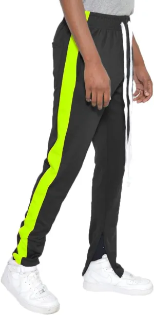 WEIV GEAR Mens Track Pants  Classic Slim Fit Side Stripe Drawstring Waist Ankle Zipper Active Workout Joggers Sweatpants