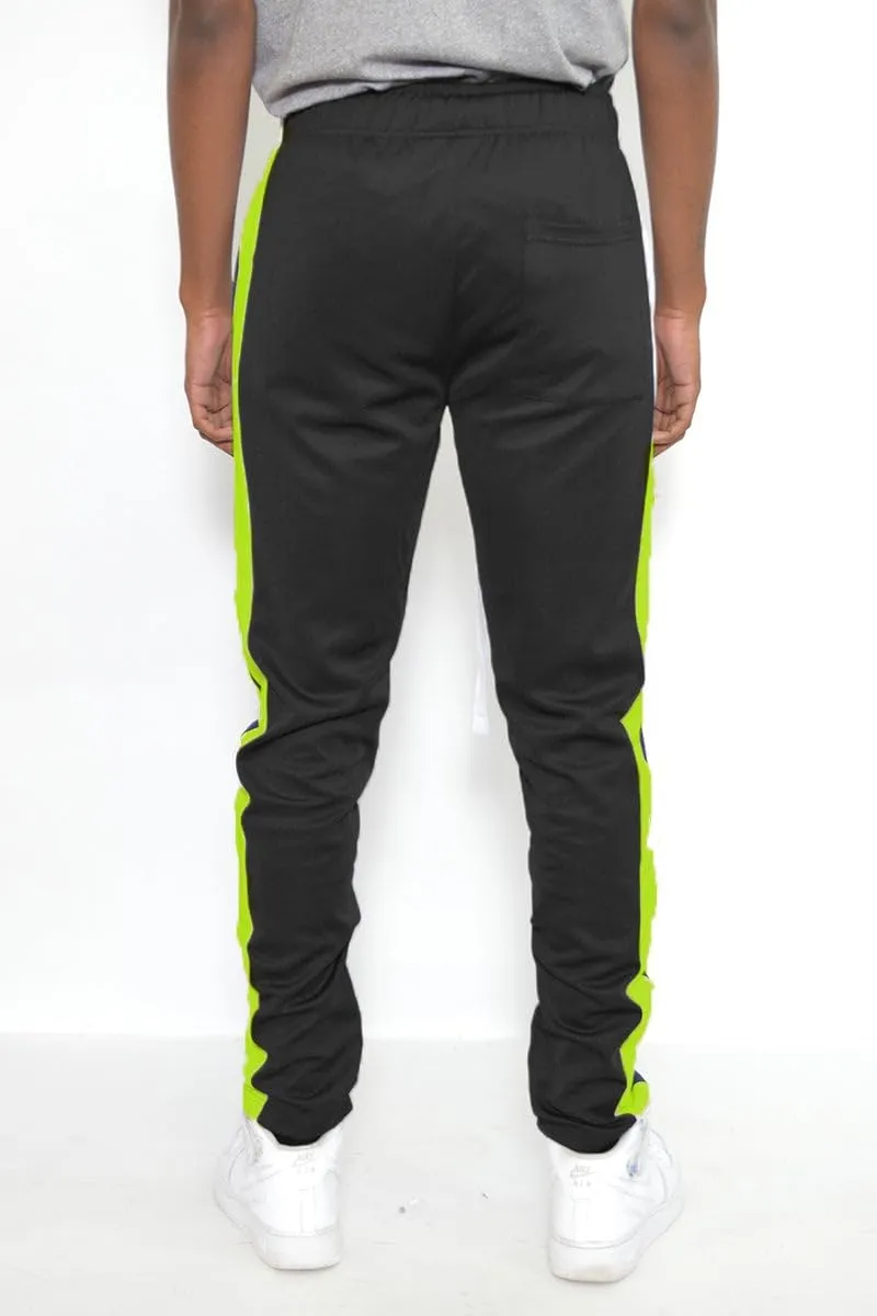 WEIV GEAR Mens Track Pants  Classic Slim Fit Side Stripe Drawstring Waist Ankle Zipper Active Workout Joggers Sweatpants