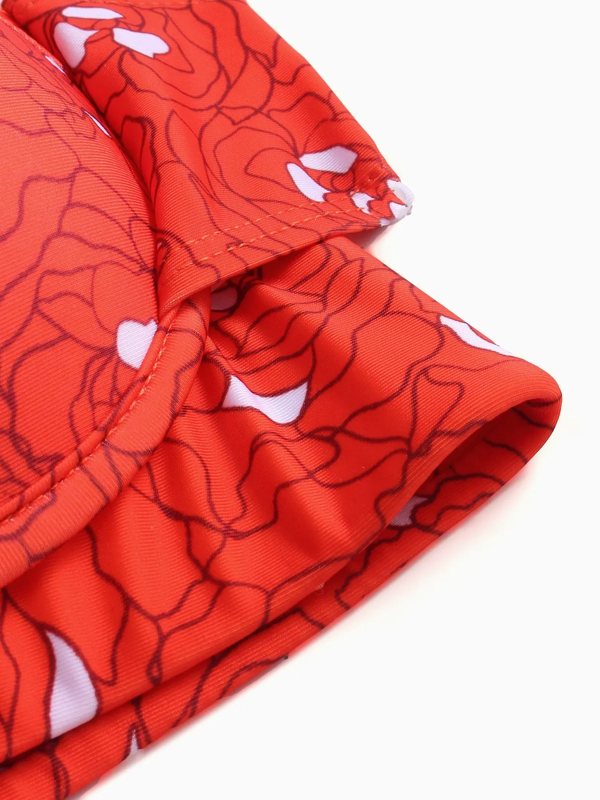 Wholesale Red Strapless Off The Shoulder Floral Print Bodycon Bikinis Set