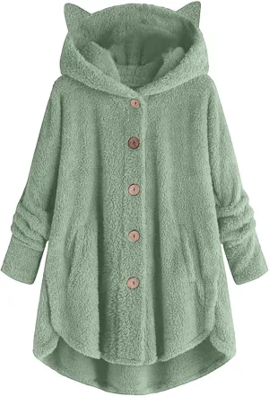 Winter Coats for Women Fuzzy Fleece Pullover Sherpa Sweatshirt Soft Warm Oversized Hoodie Comfy Plus Size Loungewear