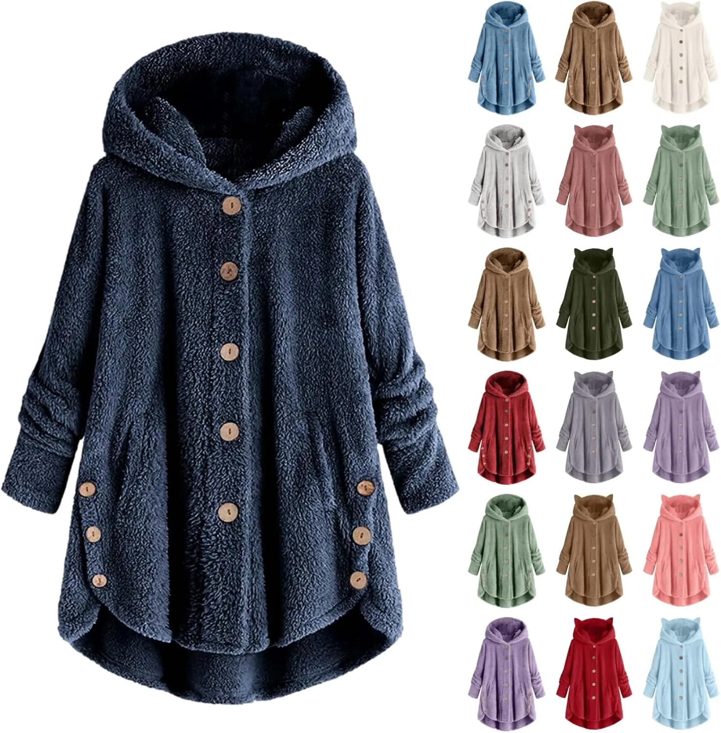 Winter Coats for Women Fuzzy Fleece Pullover Sherpa Sweatshirt Soft Warm Oversized Hoodie Comfy Plus Size Loungewear