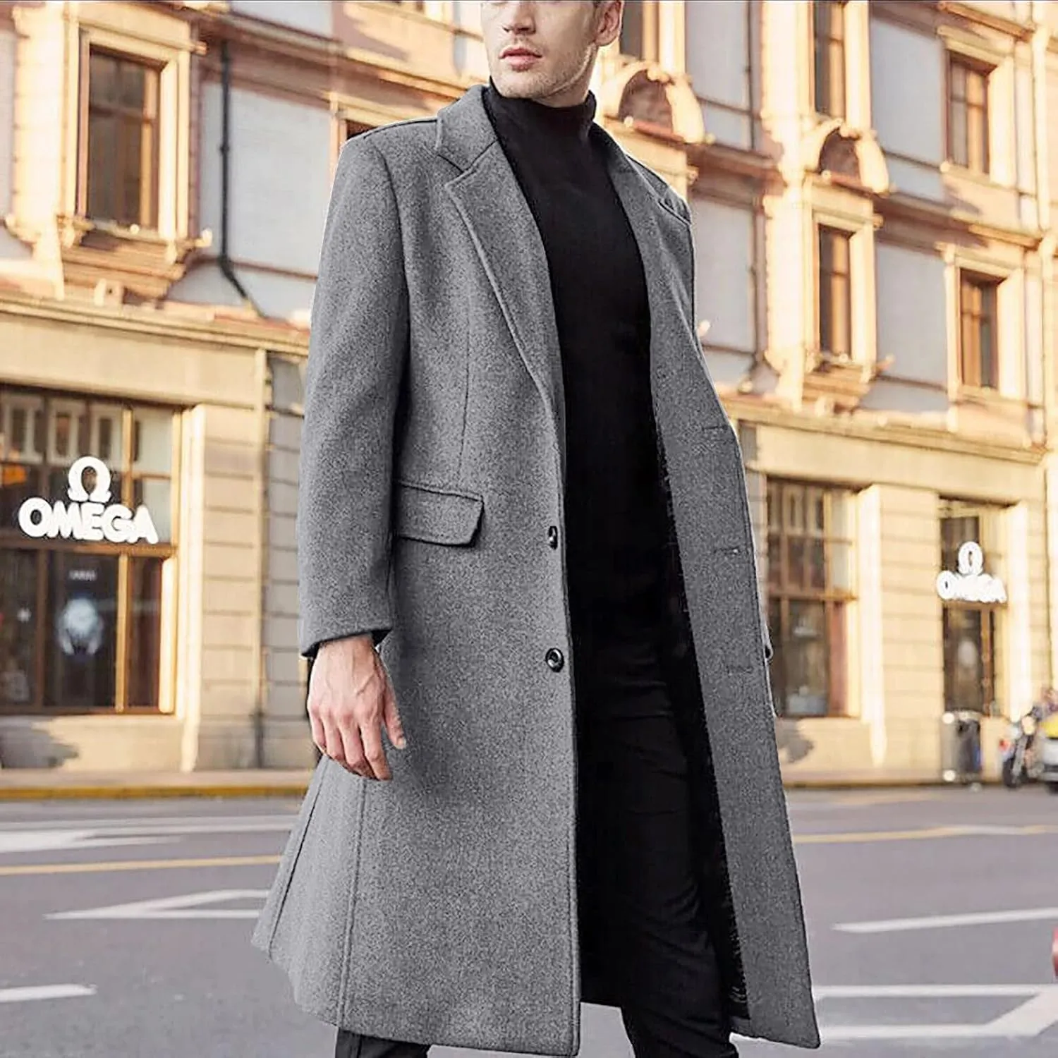 Winter Jackets for Men Slim Fit Long Single Breasted Thermal Wool Trench Coat Mens Coats and Jackets Stylish