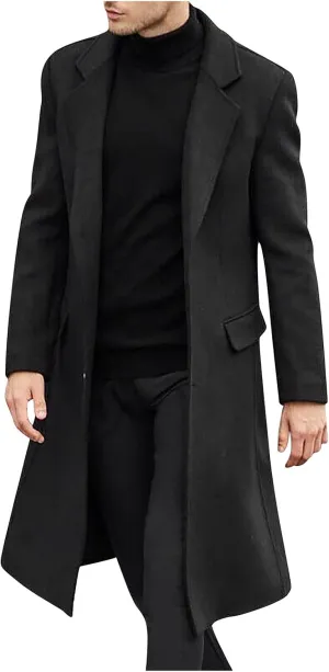 Winter Jackets for Men Slim Fit Long Single Breasted Thermal Wool Trench Coat Mens Coats and Jackets Stylish