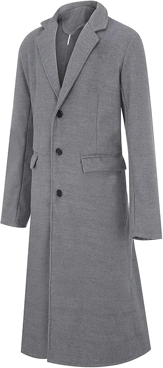 Winter Jackets for Men Slim Fit Long Single Breasted Thermal Wool Trench Coat Mens Coats and Jackets Stylish