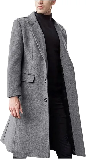 Winter Jackets for Men Slim Fit Long Single Breasted Thermal Wool Trench Coat Mens Coats and Jackets Stylish