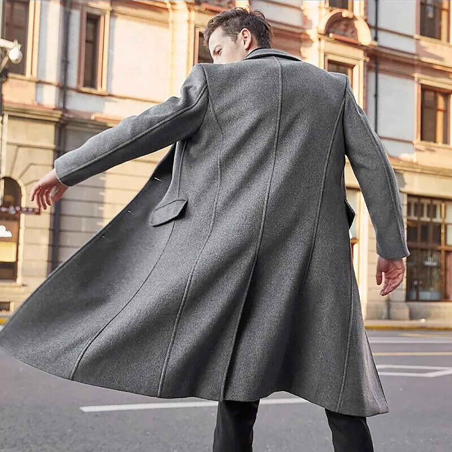 Winter Jackets for Men Slim Fit Long Single Breasted Thermal Wool Trench Coat Mens Coats and Jackets Stylish