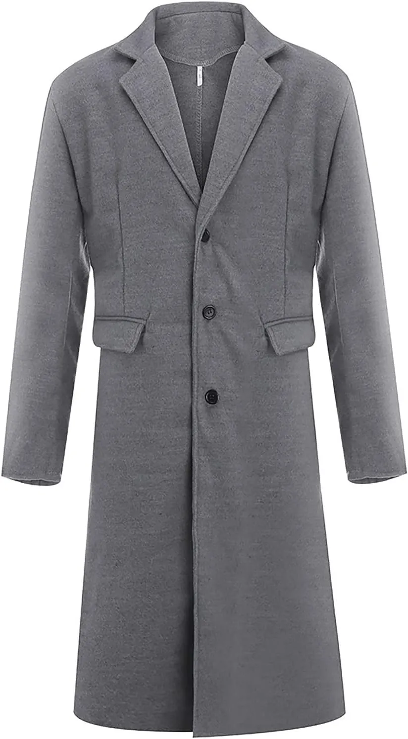Winter Jackets for Men Slim Fit Long Single Breasted Thermal Wool Trench Coat Mens Coats and Jackets Stylish