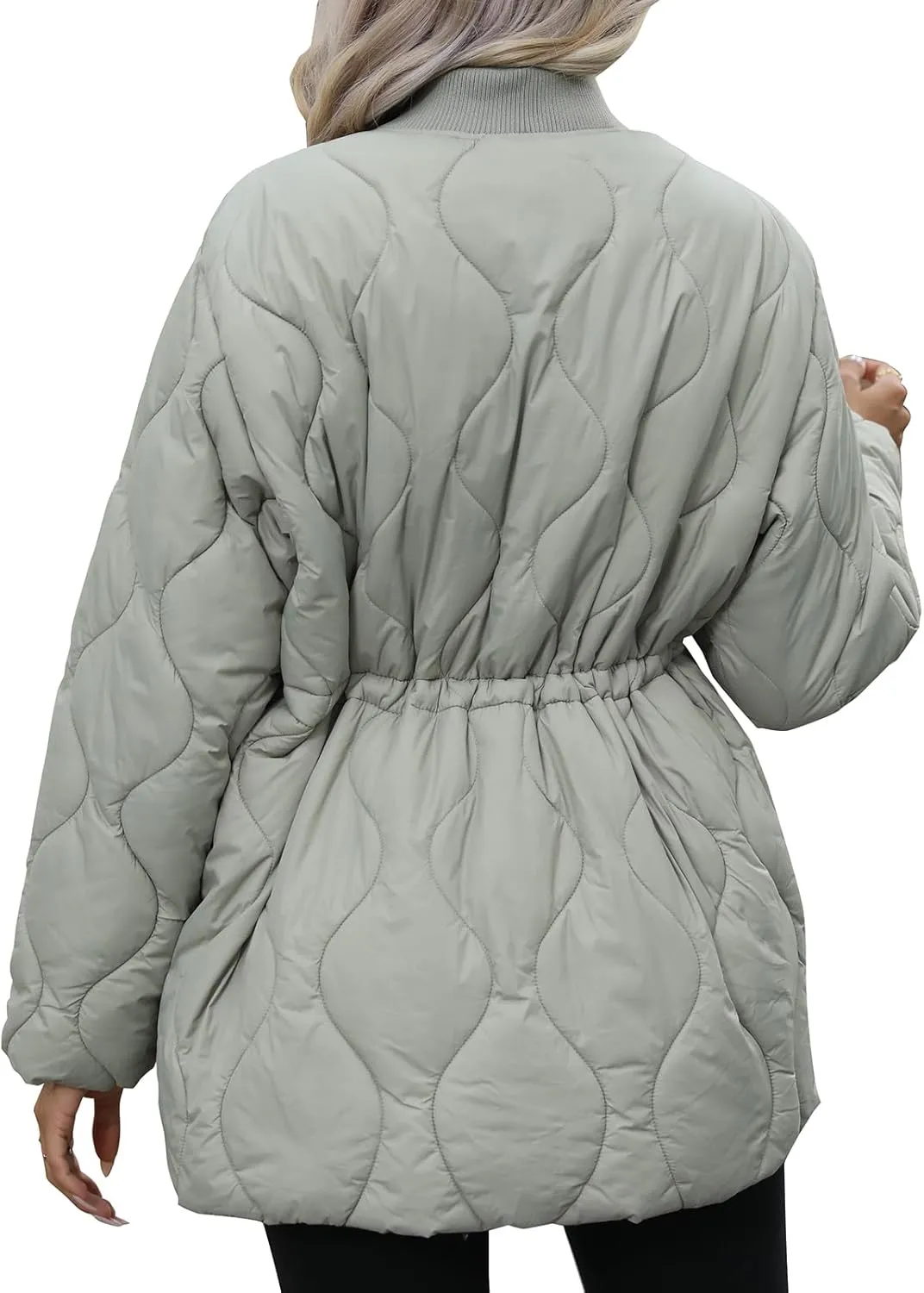 Winter Puffer Jacket Women Quilted Coats Warm Long Sleeves Puffy Jackets Women Down Coat