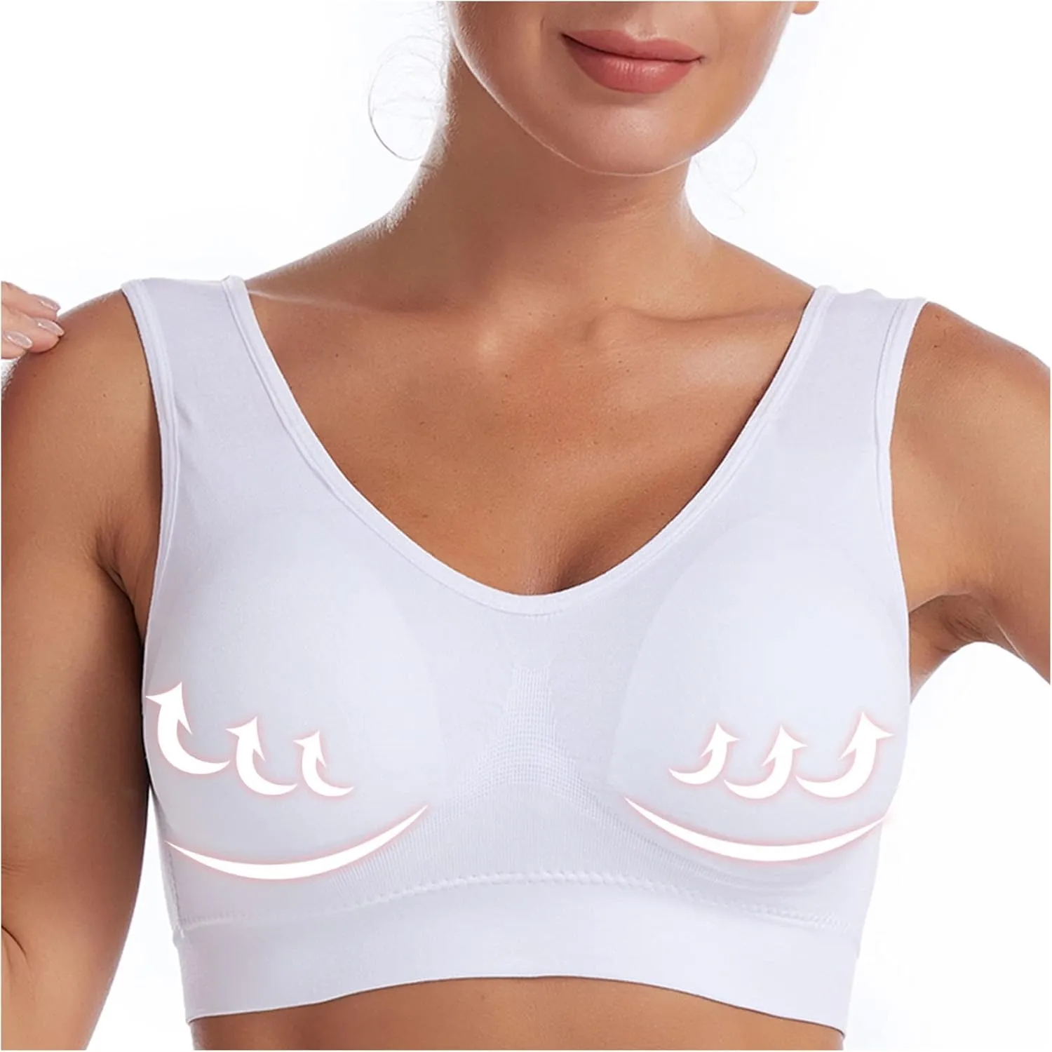 Womans Wireless Breathable Gathering Sports Bra Traceless Comfortable No Steel Ring Vest Everyday Sleep Bras
