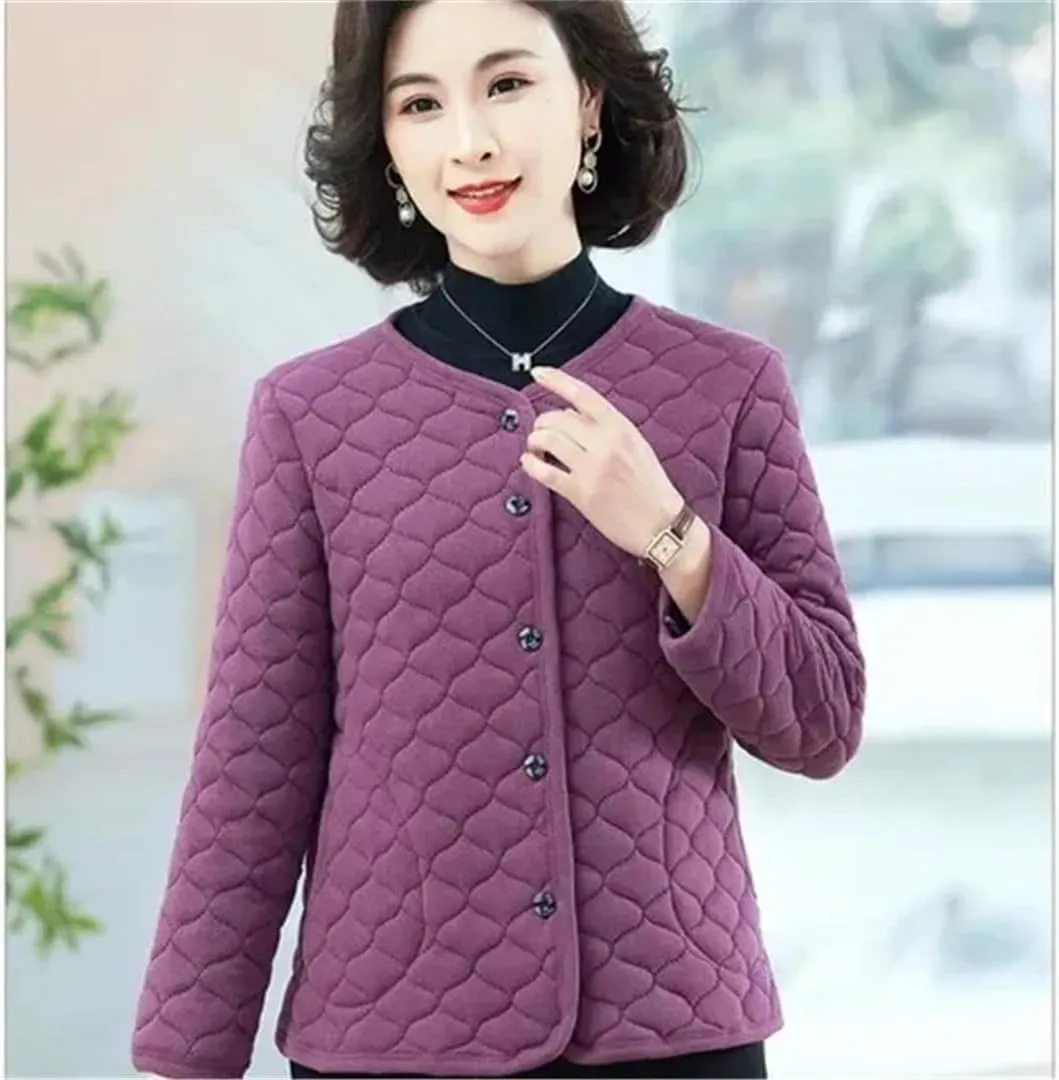 Women Cold Prevention Cotton Padded Coat Middle Aged Elderly Spring Winter Jackets Short Lightweight Warm Coat