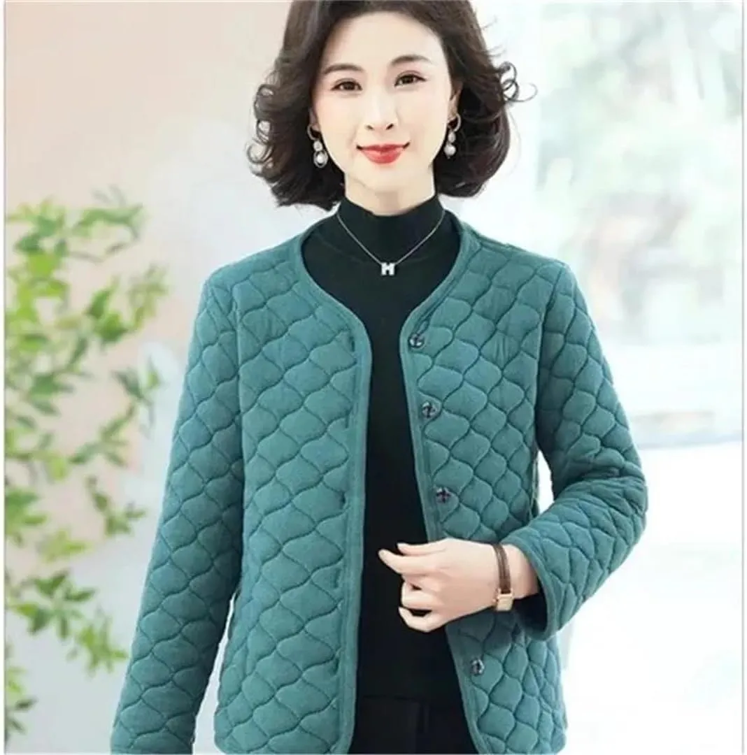 Women Cold Prevention Cotton Padded Coat Middle Aged Elderly Spring Winter Jackets Short Lightweight Warm Coat