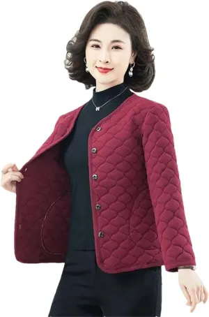 Women Cold Prevention Cotton Padded Coat Middle Aged Elderly Spring Winter Jackets Short Lightweight Warm Coat