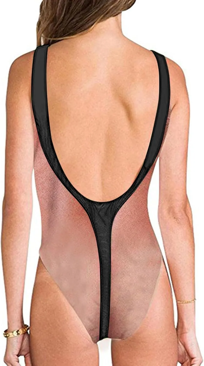 Women Funny Swimsuit Hairy Chest Printed Novelty Fake Muscles Bathing Suit One Pieces Swimwear Monokini