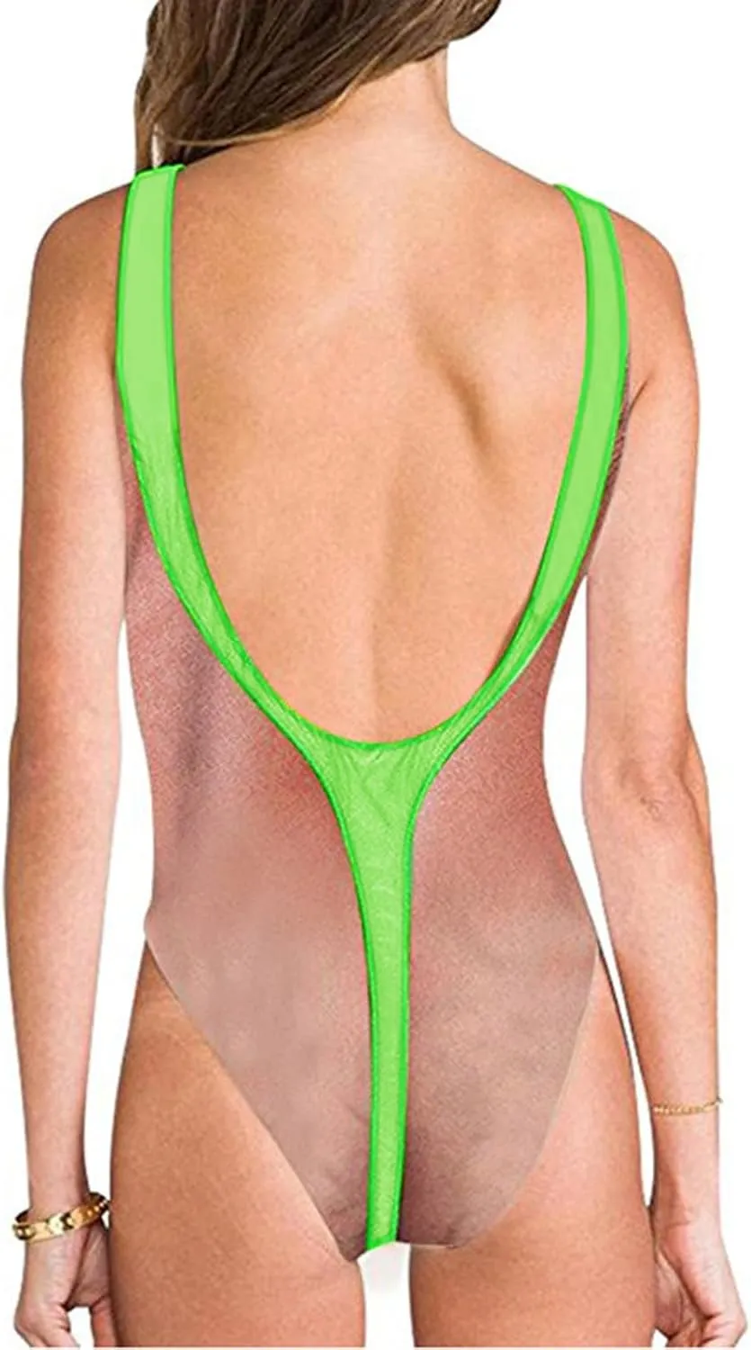 Women Funny Swimsuit Hairy Chest Printed Novelty Fake Muscles Bathing Suit One Pieces Swimwear Monokini
