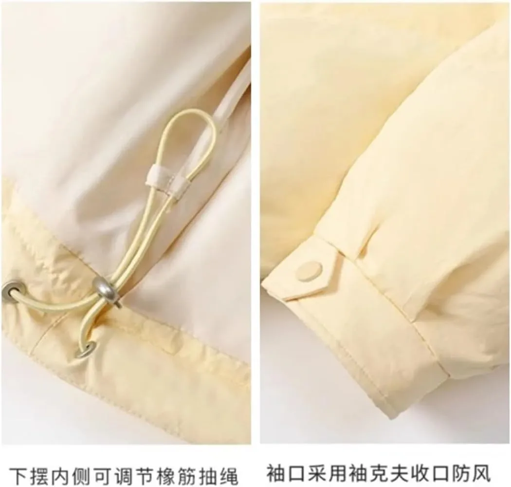 Women Horn Button Down Cotton-Padded Jacket Loose Cotton-Padded Jacket Short Winter Coat Cotton-Padded Jacket
