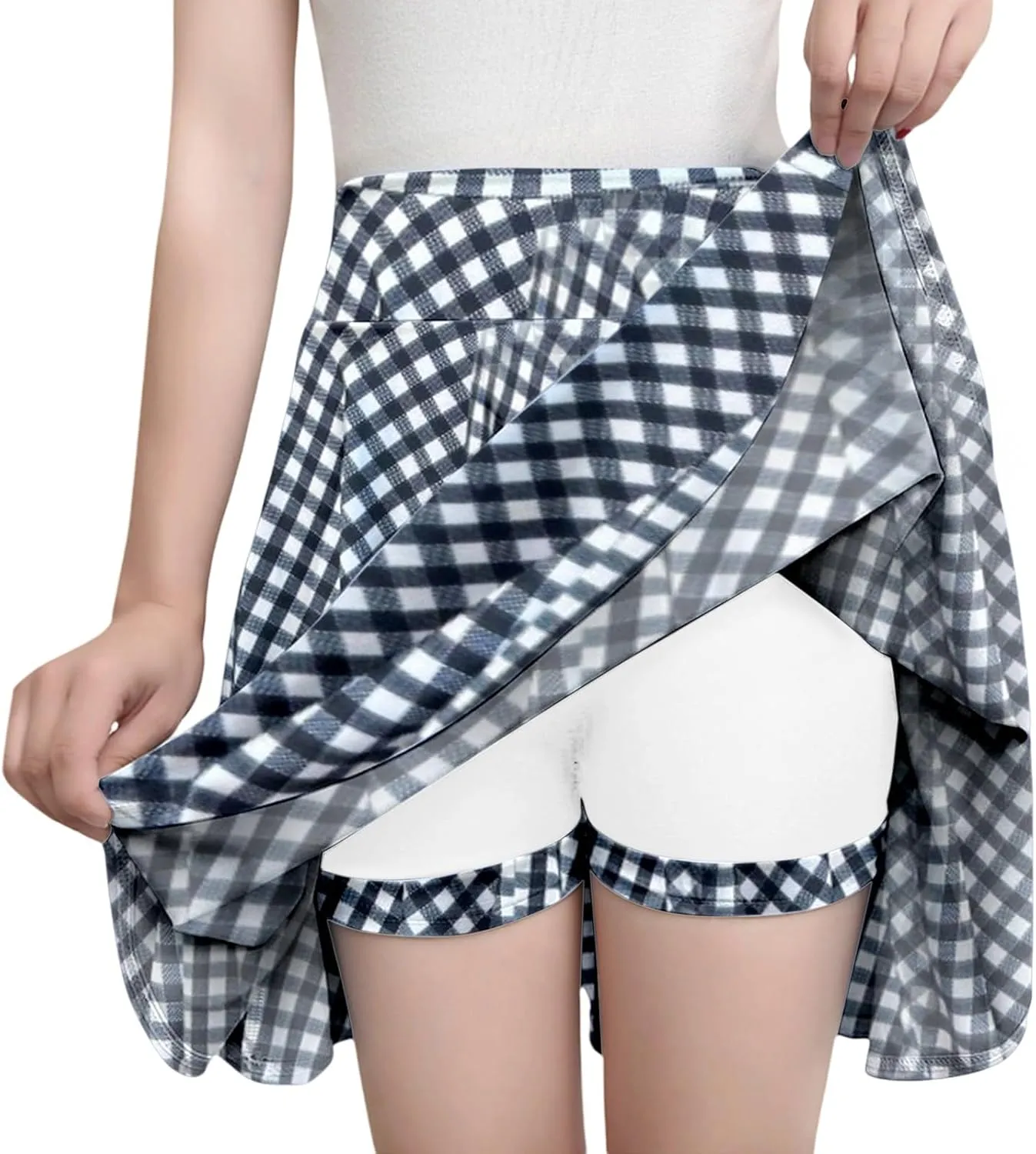 Women Long Skort High Waisted Tummy Control Workout Athletic Midi Pleated Skort for Women Summer Yoga Tennis Golf