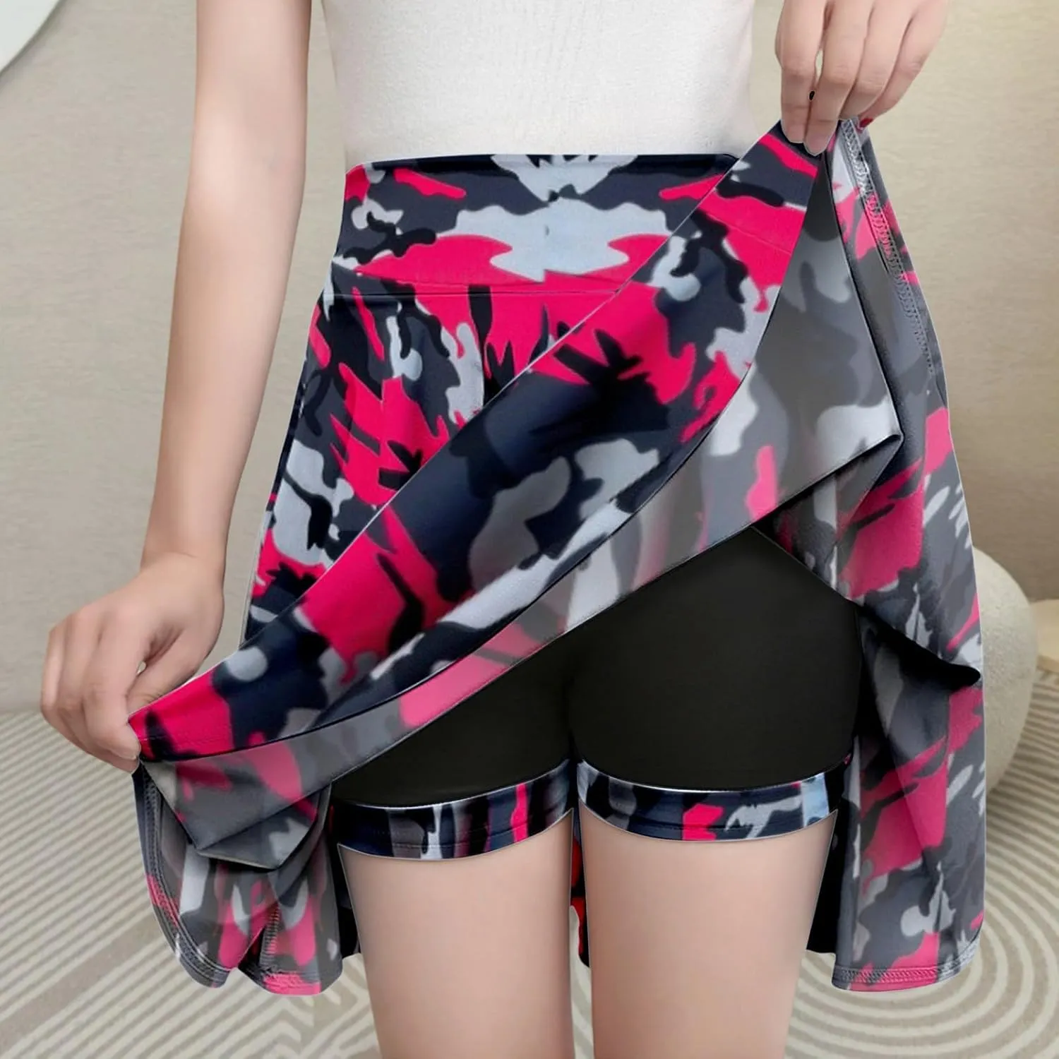 Women Long Skort High Waisted Tummy Control Workout Athletic Midi Pleated Skort for Women Summer Yoga Tennis Golf