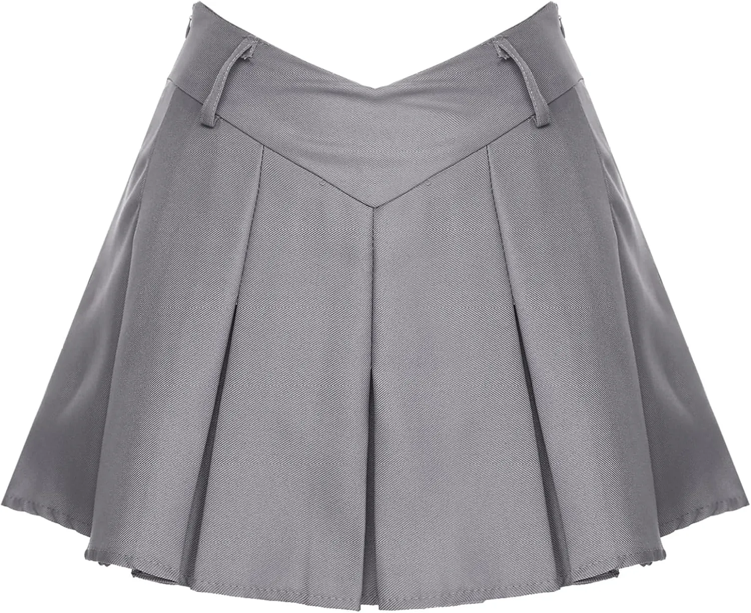 Women Schoolgirl Uniform High Waist Pleated Skater Tennis Skirt V-Shape Side Zipper Miniskirts