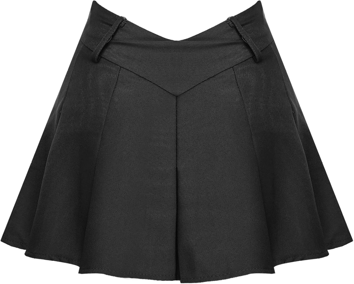 Women Schoolgirl Uniform High Waist Pleated Skater Tennis Skirt V-Shape Side Zipper Miniskirts