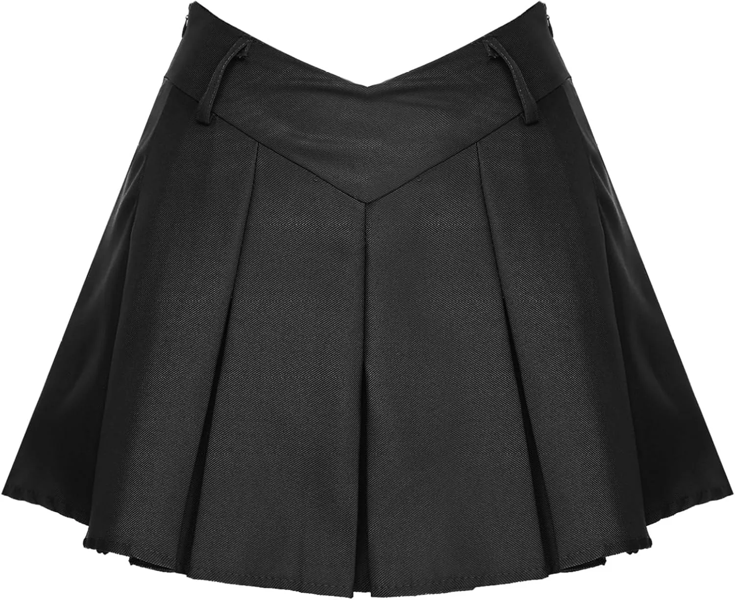 Women Schoolgirl Uniform High Waist Pleated Skater Tennis Skirt V-Shape Side Zipper Miniskirts