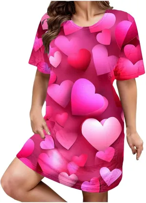Women Short Sleeve Medium Nightgown Soft Cotton Sleepwear Nightshirts Loungewear Plus Size Sleep Dress for Women