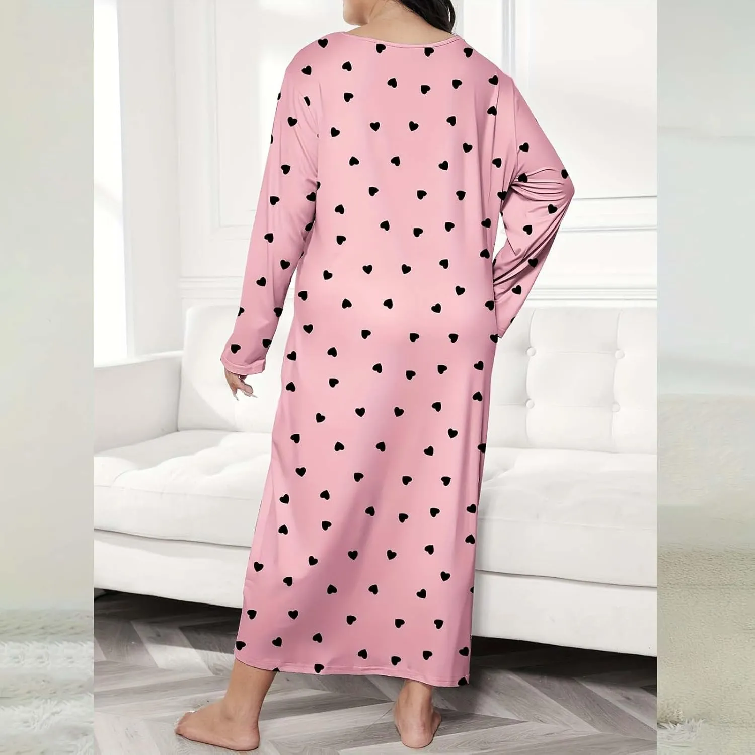 Women Short Sleeve Medium Nightgown Soft Cotton Sleepwear Nightshirts Loungewear Plus Size Sleep Dress for Women
