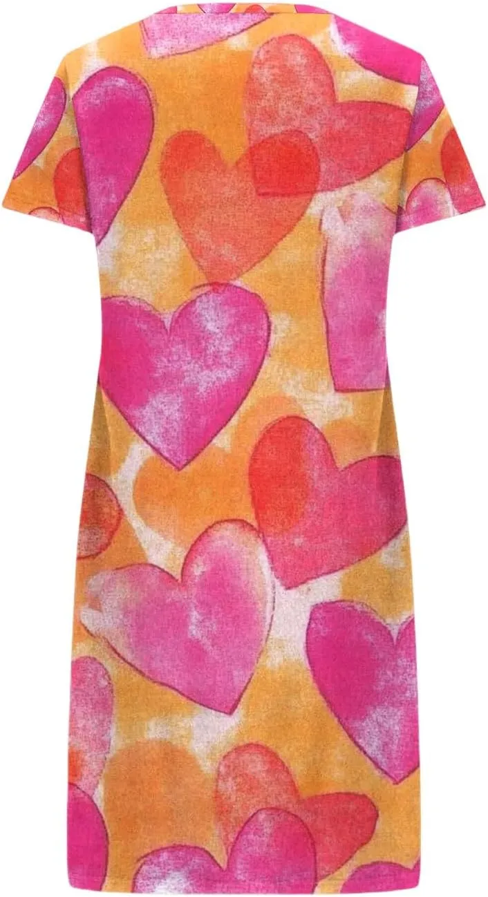 Women Short Sleeve Medium Nightgown Soft Cotton Sleepwear Nightshirts Loungewear Plus Size Sleep Dress for Women