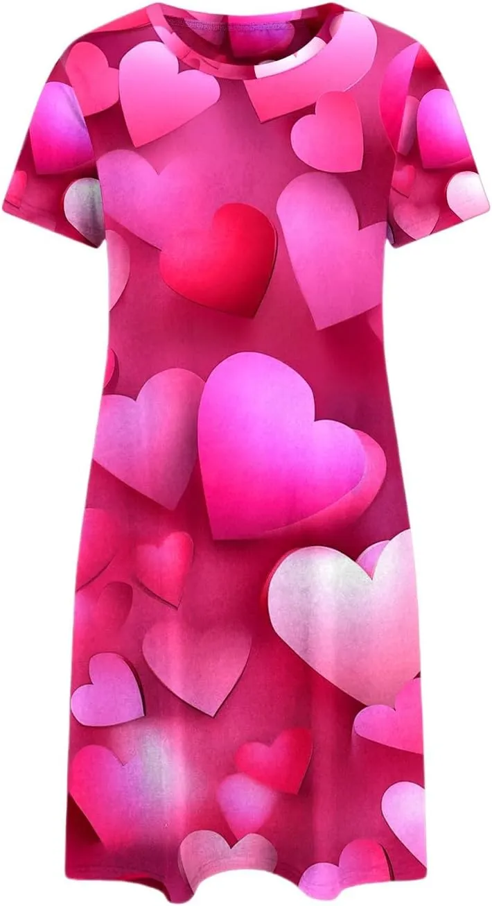 Women Short Sleeve Medium Nightgown Soft Cotton Sleepwear Nightshirts Loungewear Plus Size Sleep Dress for Women