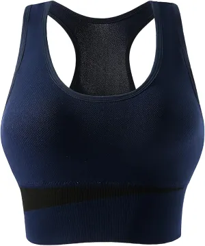 Women Sports Bras Seamless Color Blocking Chest Binder Wireless Comfortable Breathable Yoga Bra