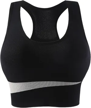 Women Sports Bras Seamless Color Blocking Chest Binder Wireless Comfortable Breathable Yoga Bra