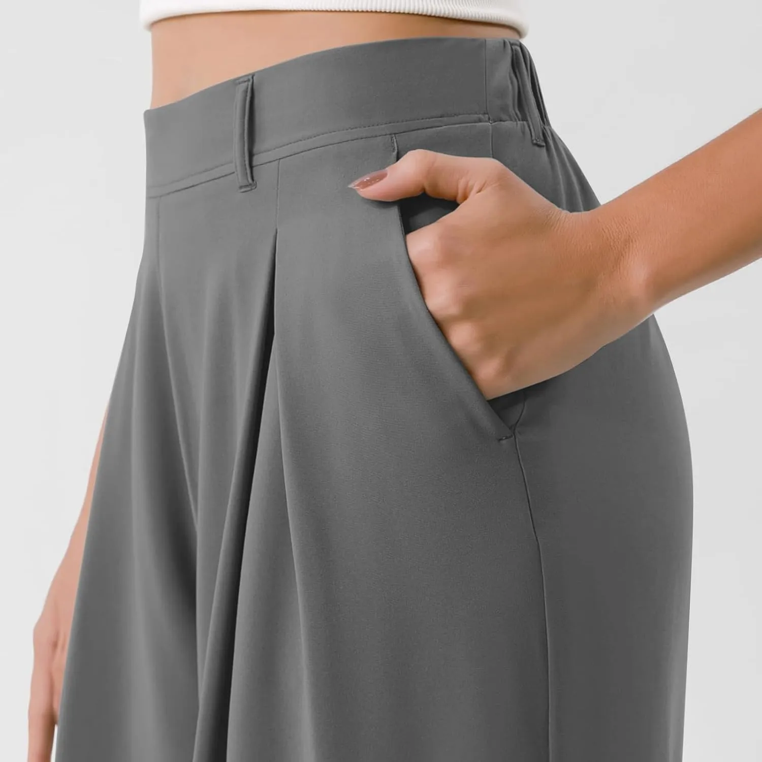 Women Wide Leg Dress Pants High Waisted Business Casual Suit Pants Work Trousers with Pockets