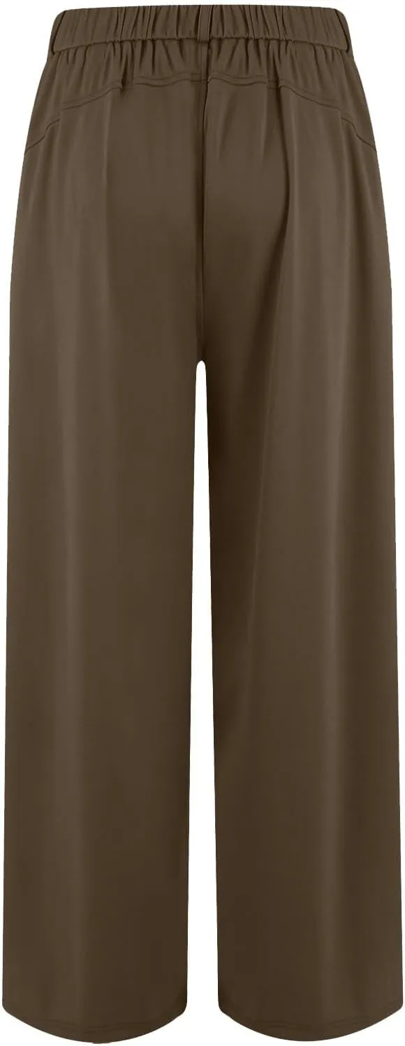 Women Wide Leg Dress Pants High Waisted Loose Fit Business Suit Pants Work Trousers with Pockets