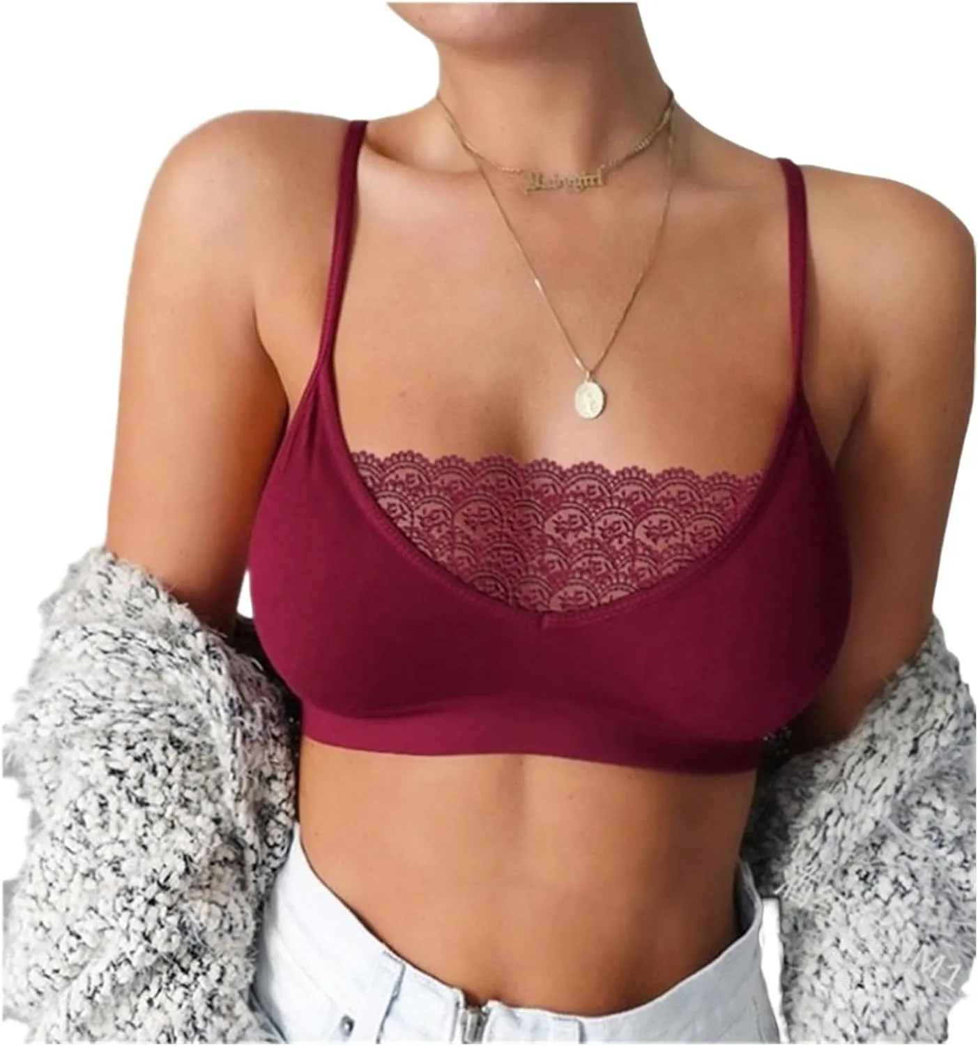 Women's 18-Hour Ultimate Lift Wireless Full-Coverage Bra Lace Sexy Tube Camisole Top Sports Bras Lightly Athletic Bra