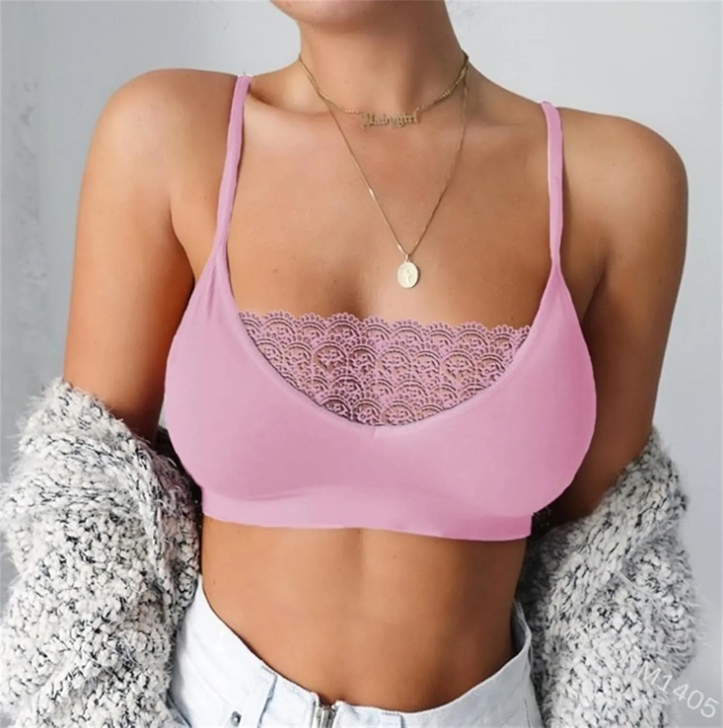 Women's 18-Hour Ultimate Lift Wireless Full-Coverage Bra Lace Sexy Tube Camisole Top Sports Bras Lightly Athletic Bra