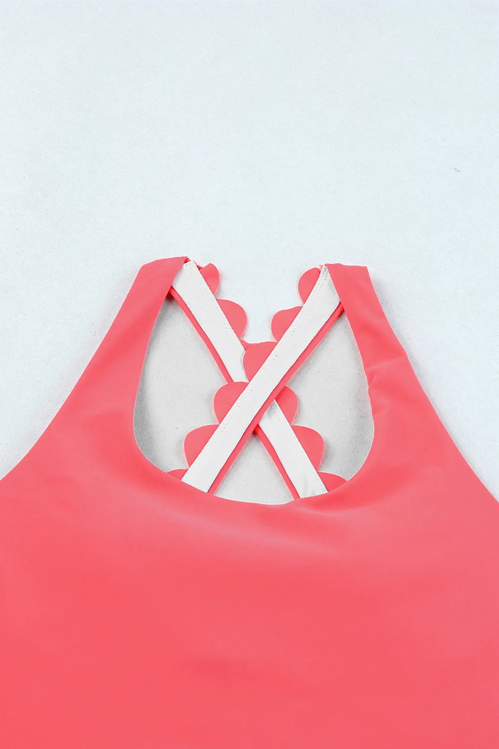 Women's 2 Piece Scalloped Criss Cross High Waist Bikini