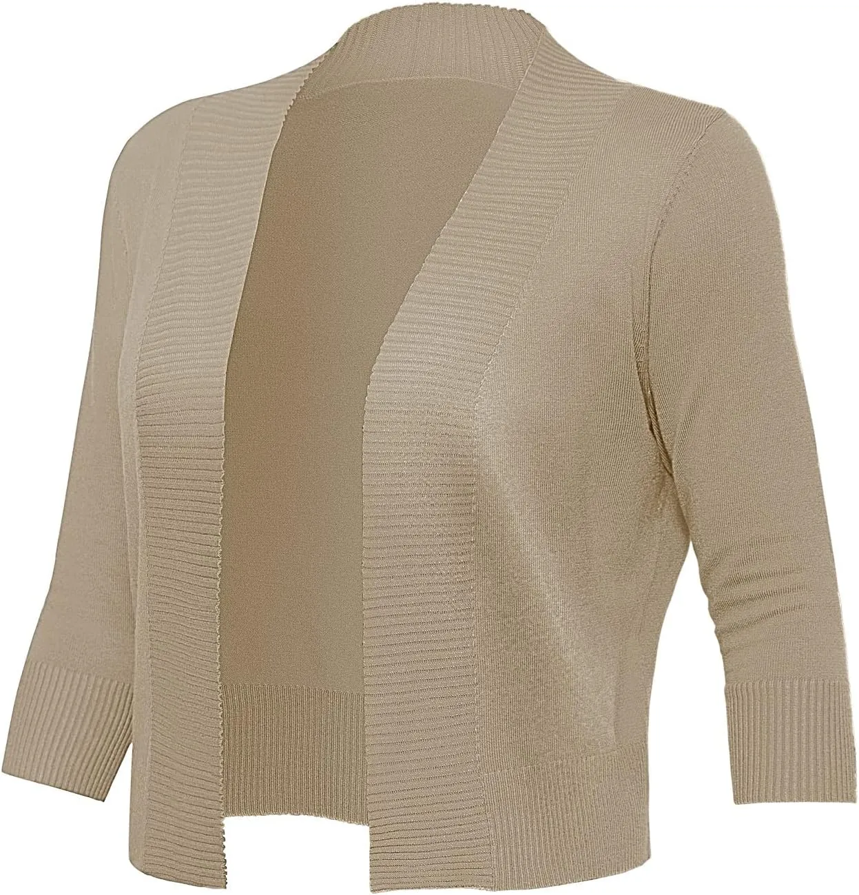 Women's 3/4 Sleeve Cropped Cardigan Sweaters Open Front Bolero Short Shrugs S-XL