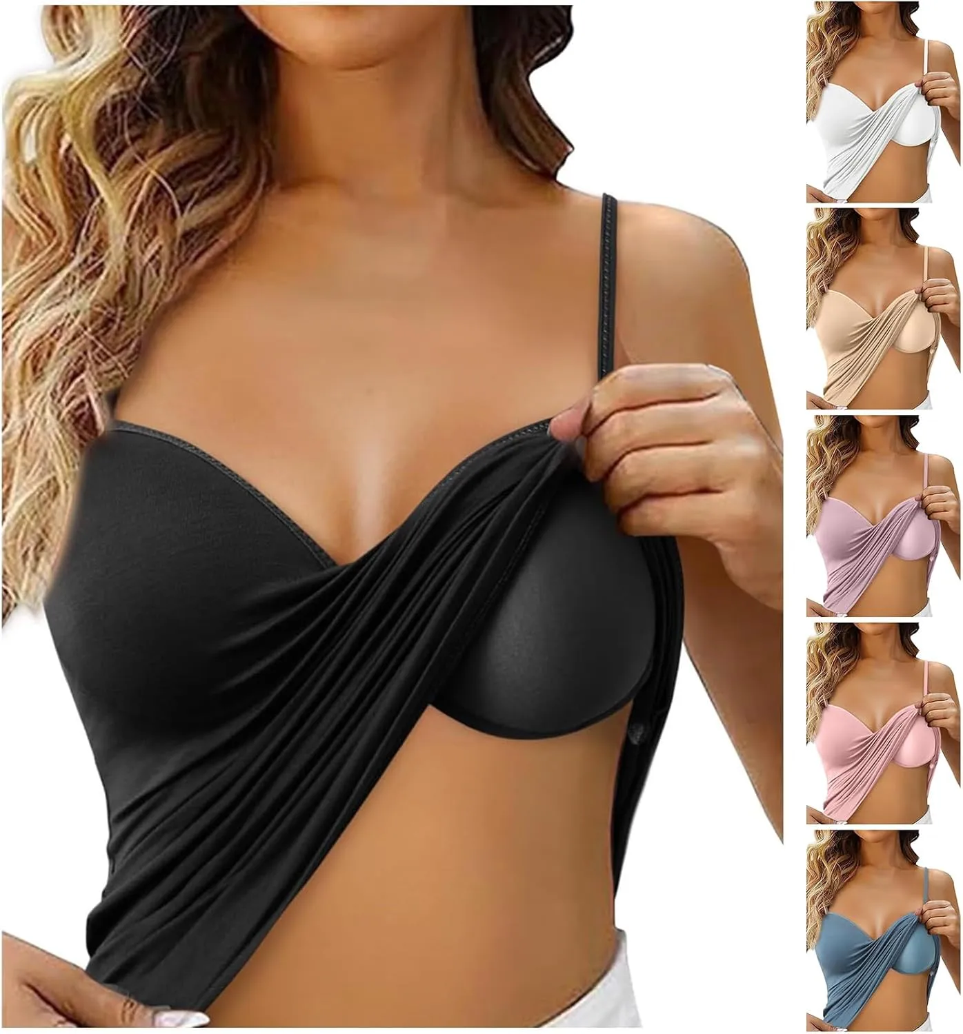 Womens Camisole Tank Tops with Built in Bra Workout Tops Yoga Shirt Cotton Undershirt Adjustable Spaghetti Strap Tank Tops