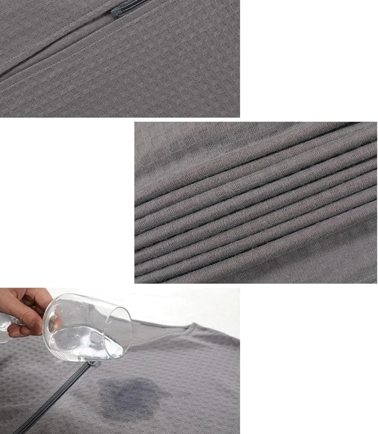 Women's Casual 3/4 Sleeve Zipper Bathrobe Loose V Neck Waffle Sleepwear Robes Plain Soft Nightgown Comfy Loungewear