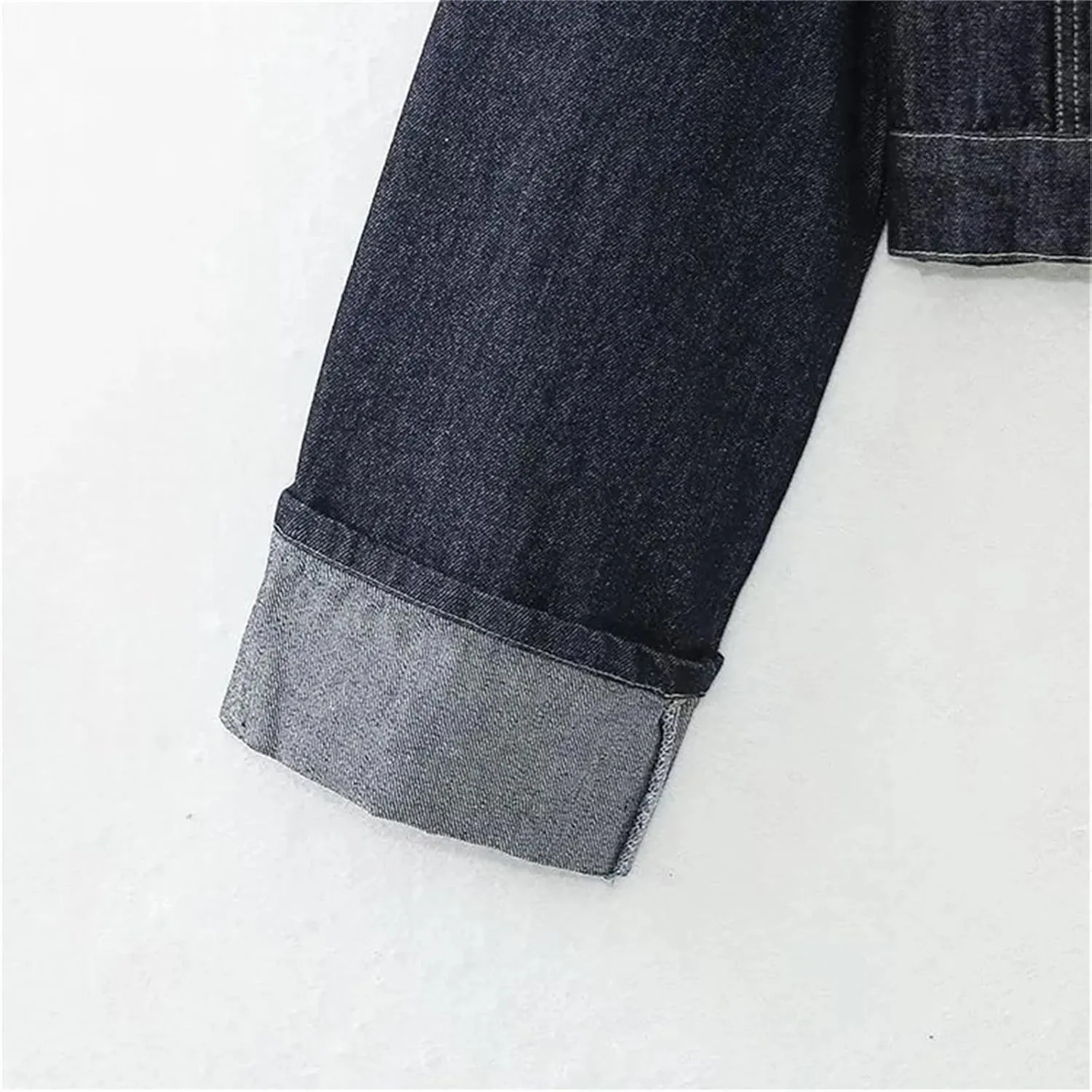 Women's Casual Street Turn-Down Collar Rolled Sleeves Pocket Decorated Denim Jacket Top