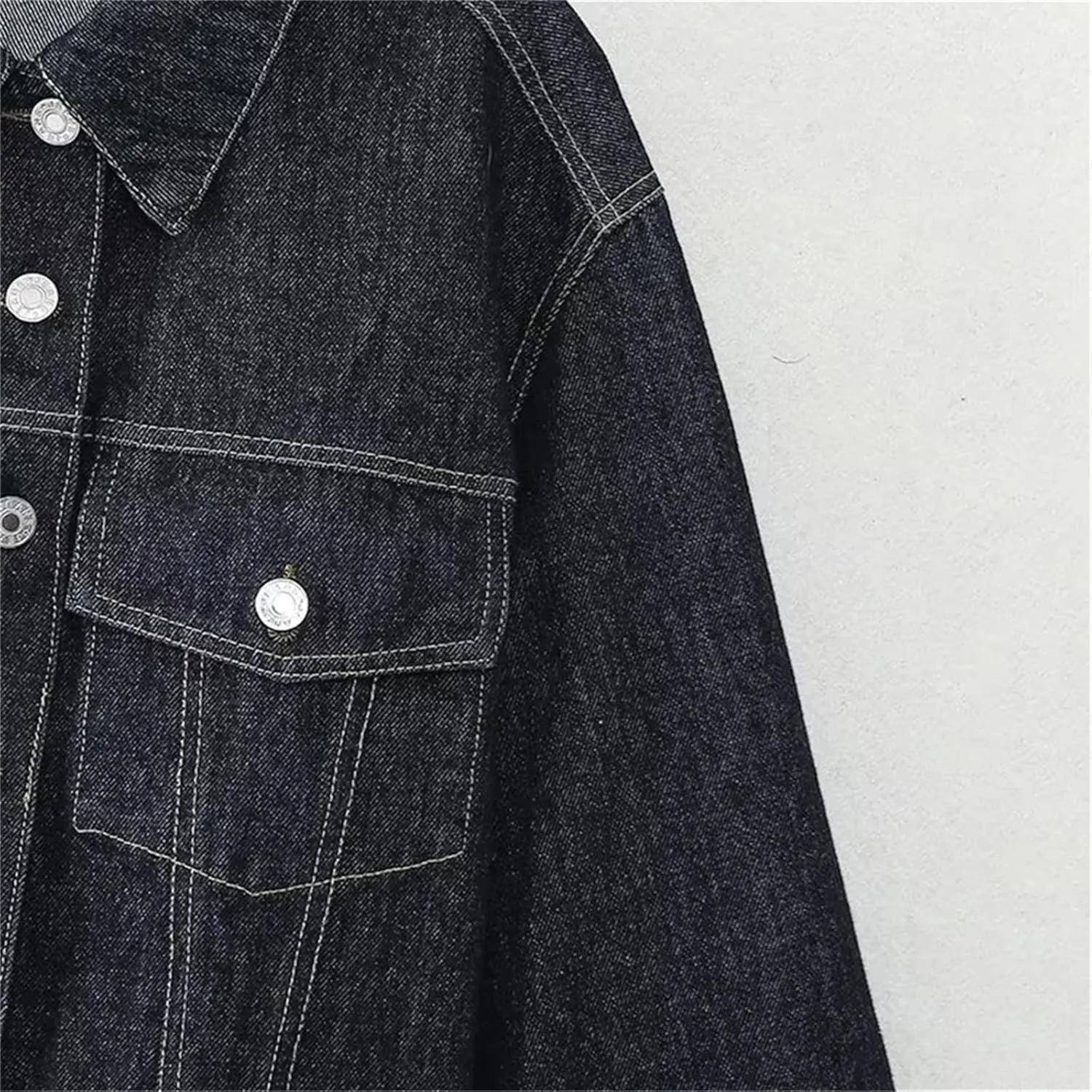 Women's Casual Street Turn-Down Collar Rolled Sleeves Pocket Decorated Denim Jacket Top