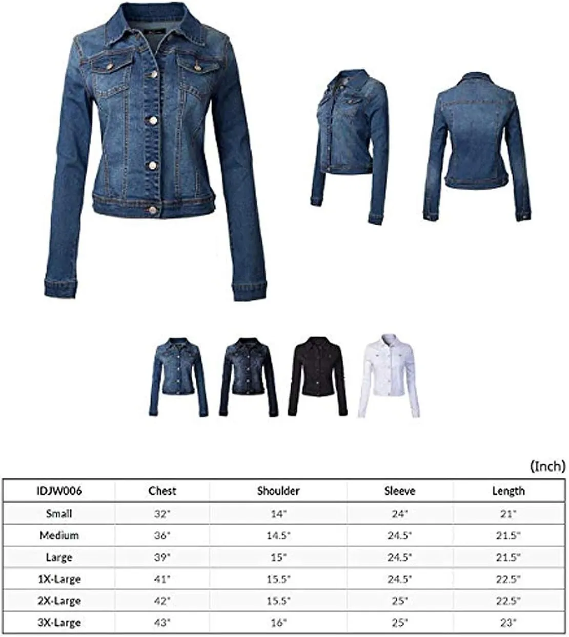 Women's Classic Casual Stretch Fabric Denim Jean Jacket