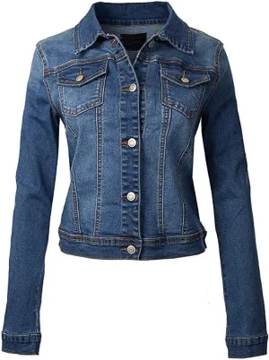 Women's Classic Casual Stretch Fabric Denim Jean Jacket