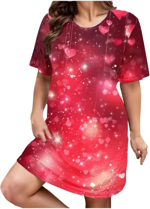 Womens Cotton Nightgowns Soft Ladies Sleep Shirts Crew Neck Medium Length Night Shirts Sleepwear Plus Size
