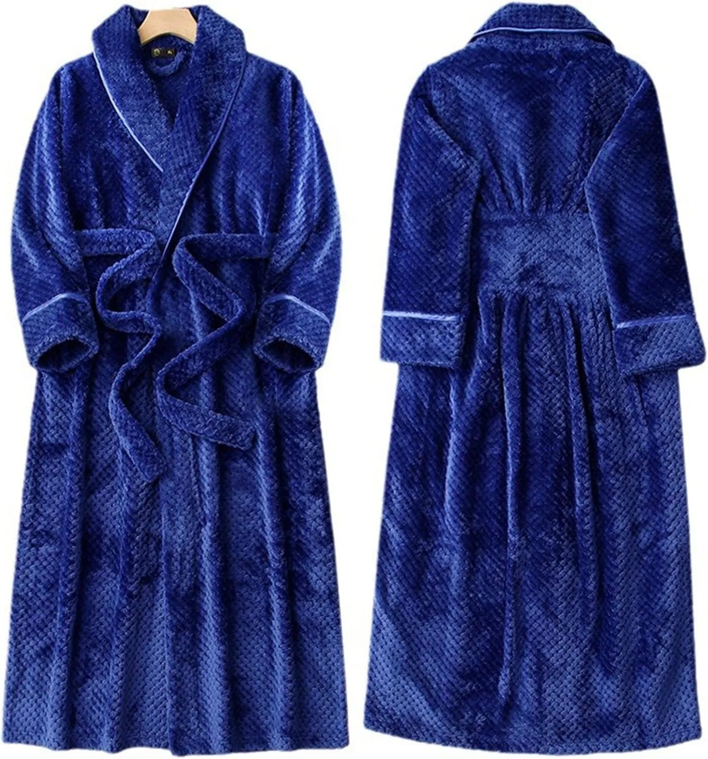 Womens Flannel Soft Long Bathrobe Winter Casual Fleece Long Sleeve Nightgown Loose Comfy Warm Sleepwear Kimono Robe