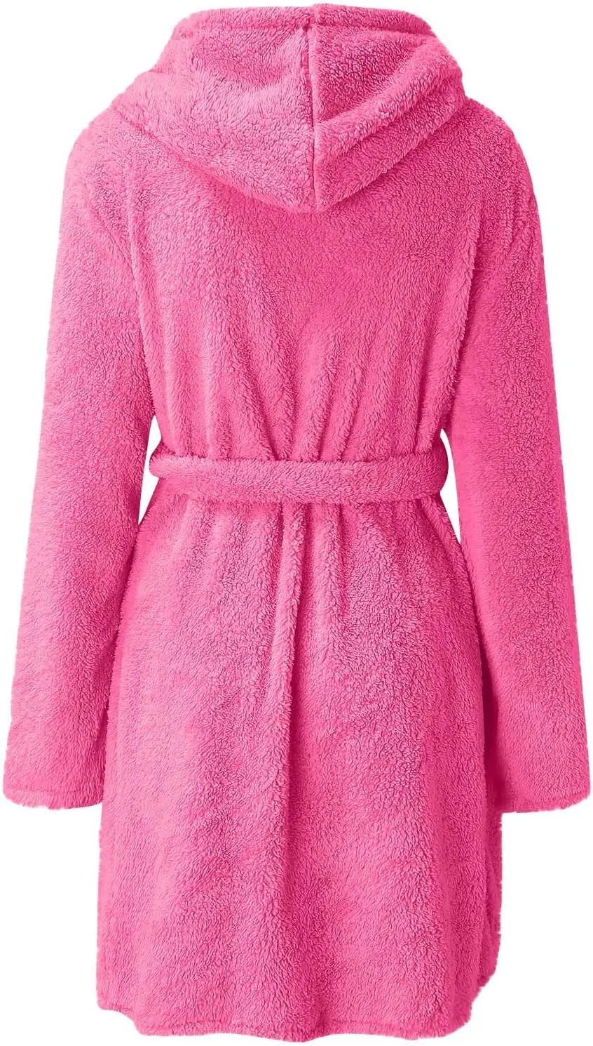 Women's Fleece Bathrobe Long Sleeve Sleepwear Robe Soft Solid Color Loungewear V-Neck Pajamas Faux Velvet Nightgowns