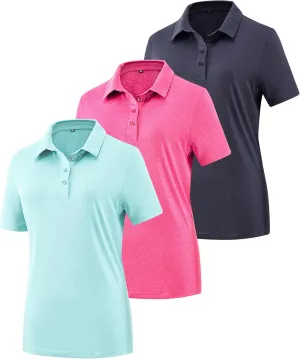 Women's Golf Polo Shirts Lightweight Moisture Wicking Short Sleeve Shirt Quick Dry Athletic Tennis Tops