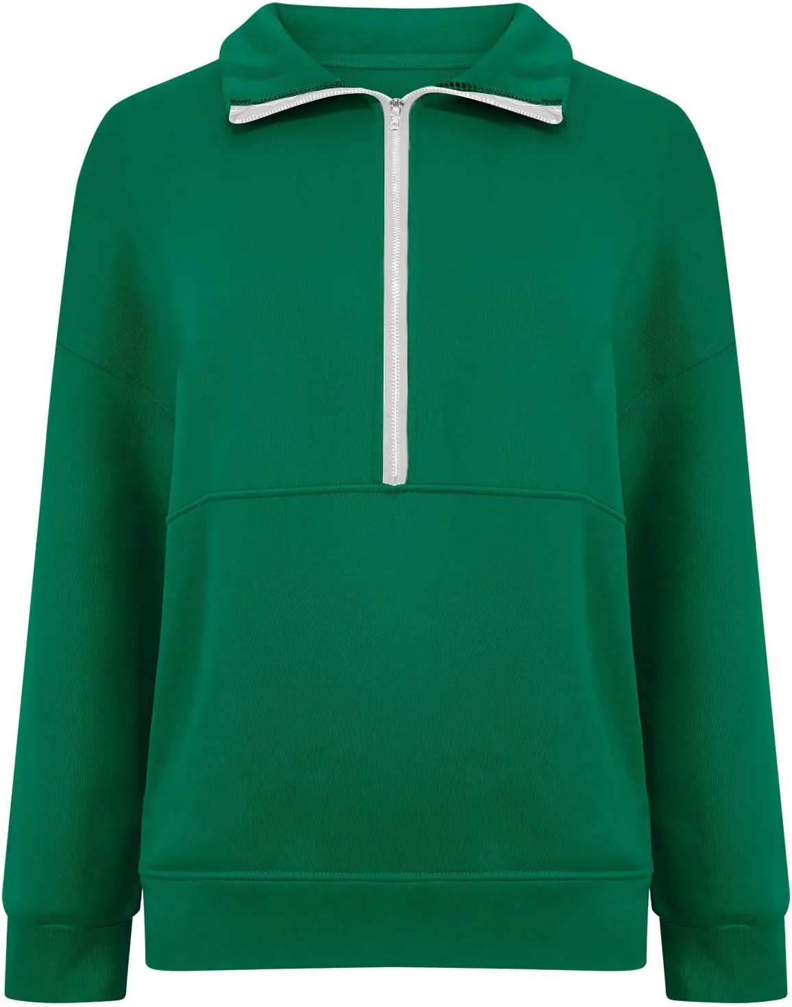 Women's Half Zip Sweatshirts Long Sleeve Drop Shoulder Pullover Casual Oversized Hoodies with Pocket
