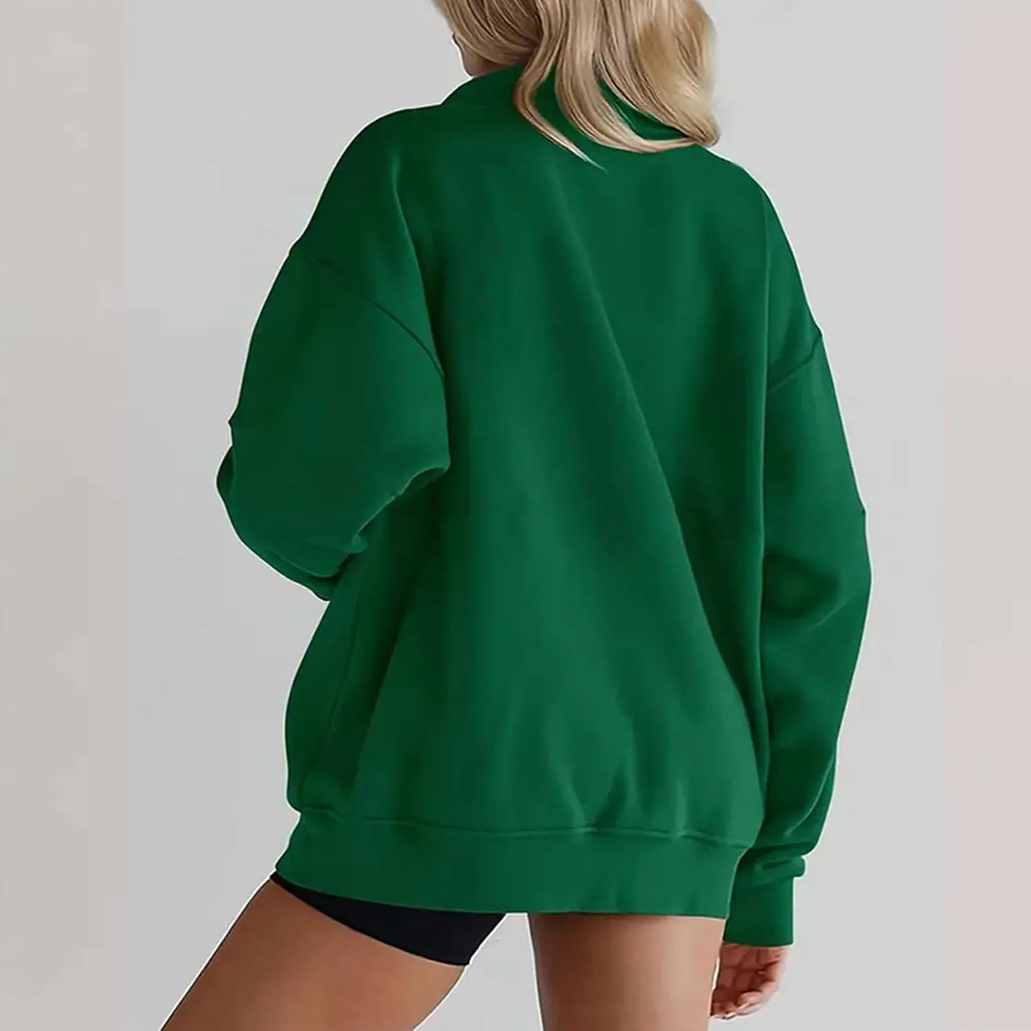 Women's Half Zip Sweatshirts Long Sleeve Drop Shoulder Pullover Casual Oversized Hoodies with Pocket