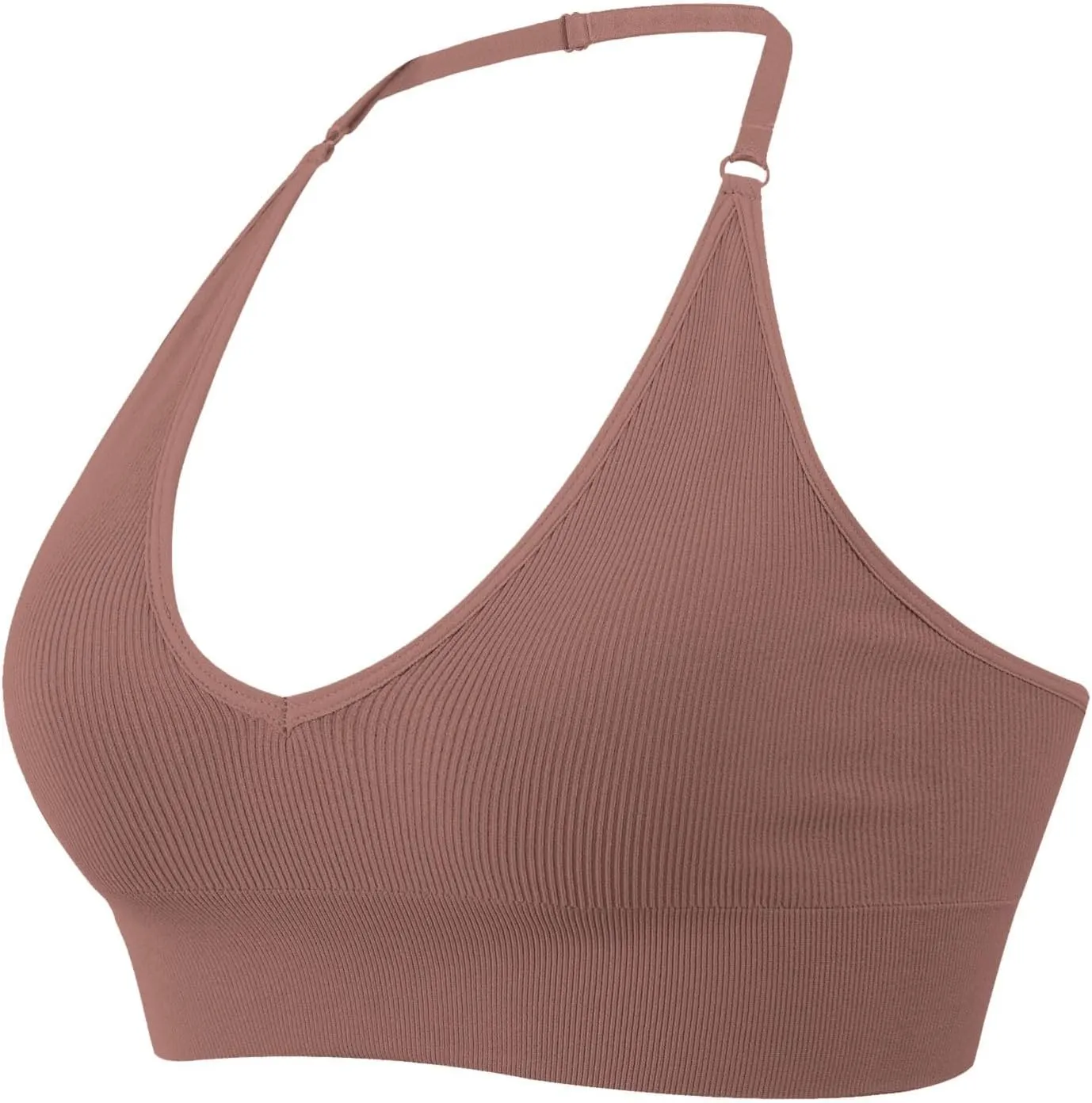 Women's Halterneck Sports Bra Backless Deep V Neck Sports Bustier Sexy Gym Push Up Bra Adjustable Straps Bras